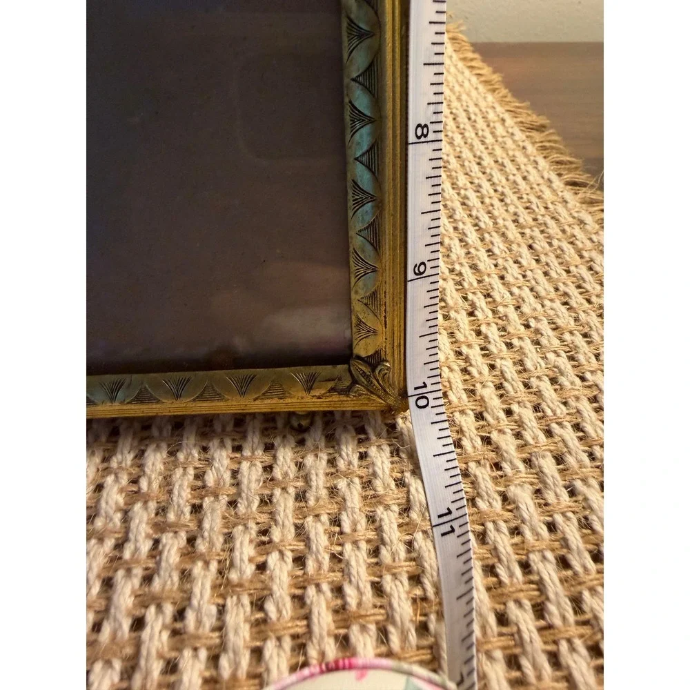 Vintage Art Deco Gold Toned Footed 8x10 Picture Frame Floral Corner Detail